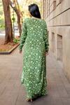 Shop_Essay by Sumedha Agrawal_Green Shantoon Hand Embroidered Pearls Floral Print Skirt Set With Jacket _at_Aza_Fashions