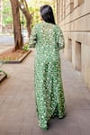 Shop_Essay by Sumedha Agrawal_Green Organza Satin Hand Embroidered Pearls Floral Print Pant Set With Jacket _at_Aza_Fashions