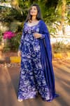 Buy_Essay by Sumedha Agrawal_Blue Organza Satin Hand Embroidered Mirror Work Sweetheart Anarkali With Dupatta _at_Aza_Fashions