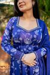 Buy_Essay by Sumedha Agrawal_Blue Organza Satin Hand Embroidered Mirror Work Sweetheart Anarkali With Dupatta _Online_at_Aza_Fashions