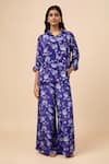 Buy_Essay by Sumedha Agrawal_Blue Shantoon Printed Floral Collared Shirt With Pant _at_Aza_Fashions