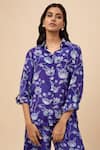 Buy_Essay by Sumedha Agrawal_Blue Shantoon Printed Floral Collared Shirt With Pant _Online_at_Aza_Fashions