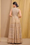 Shop_Tarun Tahiliani_Gold Tulle Hand Embroidery Sequin V Neck Architecture Motif Jumpsuit _at_Aza_Fashions