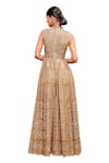 Tarun Tahiliani_Gold Tulle Hand Embroidery Sequin V Neck Architecture Motif Jumpsuit _at_Aza_Fashions