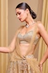 Shop_Tarun Tahiliani_Gold Blouse Silk Satin Hand Embroidery Architecture Lehenga With Bralette _Online_at_Aza_Fashions