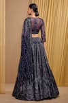 Shop_Tarun Tahiliani_Blue Tulle Embroidery Scallop Plunging Neck Lehenga Set _at_Aza_Fashions