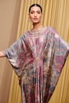 Buy_Tarun Tahiliani_Multi Color Foil Jersey Print Signature Round Neck Kaftan _Online_at_Aza_Fashions