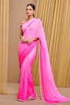 Tarun Tahiliani_Pink Blouse Chiffon Placement Embellished Crystal Ombre Concept Saree And Set _Online_at_Aza_Fashions