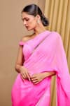 Buy_Tarun Tahiliani_Pink Blouse Chiffon Placement Embellished Crystal Ombre Concept Saree And Set _Online_at_Aza_Fashions