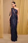 Buy_Tarun Tahiliani_Blue Crinkle Tulle Embellished Crystal Asymmetric Draped Dress _at_Aza_Fashions