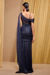 Shop_Tarun Tahiliani_Blue Crinkle Tulle Embroidery Sequin Asymmetric Draped Gown _at_Aza_Fashions