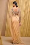 Shop_Tarun Tahiliani_Gold Blouse Tulle Embellished Crystal Plunge V Neck Saree With _at_Aza_Fashions