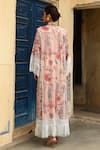 Shop_Sage Saga_Pink Mul Printed Floral Round Barkha Kaftan _at_Aza_Fashions