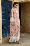 Shop_Sage Saga_Pink Mul Printed Floral Round Barkha Kaftan _Online_at_Aza_Fashions