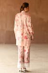 Shop_Sage Saga_Pink Mul Printed Floral High Collar Barkha Shirt Tunic With Pant _at_Aza_Fashions