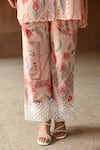 Buy_Sage Saga_Pink Mul Printed Floral High Collar Barkha Shirt Tunic With Pant 