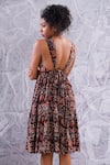 Shop_Label RaMa_Brown Cotton Hand Block Print Floral Round Day Dream Dress _at_Aza_Fashions