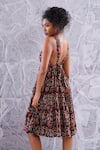 Buy_Label RaMa_Brown Cotton Hand Block Print Floral Round Day Dream Dress _Online_at_Aza_Fashions