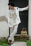 Shop_Jatin Malik_Ivory Linen Silk Hand Paint Abstract Windmill Overshirt With Pant _at_Aza_Fashions