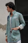 Jatin Malik_Grey Cotton Linen Print Abstract Holiday Overshirt _Online_at_Aza_Fashions