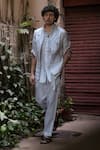 Buy_Jatin Malik_Ivory Cotton Linen Patch Work Abstract Allay Waistcoat And Trouser Set _at_Aza_Fashions