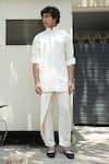 Jatin Malik_Ivory Cotton Twill Applique Floral Summer Time Shirt With Trouser _at_Aza_Fashions