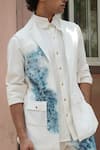 Buy_Jatin Malik_Ivory Knit Linen Hand Painted Abstract Shacket _Online_at_Aza_Fashions