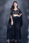 Buy_Alaya Advani_Black Lehenga And Jacket Net Embroidered Cutdana Sweetheart Pleated Set _at_Aza_Fashions