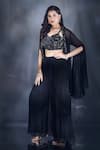 Alaya Advani_Black Lehenga And Jacket Net Embroidered Cutdana Sweetheart Pleated Set _Online_at_Aza_Fashions