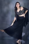 Alaya Advani_Black Lehenga And Jacket Net Embroidered Cutdana Sweetheart Pleated Set _at_Aza_Fashions