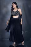 Buy_Alaya Advani_Black Lehenga And Jacket Net Embroidered Cutdana Sweetheart Pleated Set 