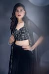 Alaya Advani_Black Lehenga And Jacket Net Embroidered Cutdana Sweetheart Pleated Set _Online