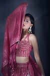 Buy_Alaya Advani_Pink Lehenga And Jacket Net Embroidered Sequin Sweetheart Set 