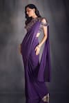 Shop_Alaya Advani_Wine Saree Lycra Embroidered Mirror High Round Pre-draped With Blouse _Online_at_Aza_Fashions