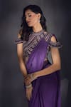 Alaya Advani_Wine Saree Lycra Embroidered Mirror High Round Pre-draped With Blouse _at_Aza_Fashions