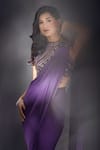 Buy_Alaya Advani_Wine Saree Lycra Embroidered Mirror High Round Pre-draped With Blouse 