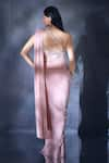 Shop_Alaya Advani_Pink Saree Lycra Embroidered Cutdana One-shoulder Pre-draped With Blouse _at_Aza_Fashions