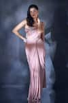 Buy_Alaya Advani_Pink Saree Lycra Embroidered Cutdana One-shoulder Pre-draped With Blouse 