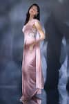 Alaya Advani_Pink Saree Lycra Embroidered Cutdana One-shoulder Pre-draped With Blouse _Online