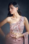 Buy_Alaya Advani_Pink Saree Lycra Embroidered Cutdana One-shoulder Pre-draped With Blouse _Online