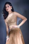 Alaya Advani_Brown Lehenga Georgette Embroidered Mirror Leaf Sequin And Set _Online_at_Aza_Fashions