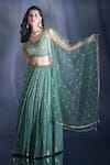 Buy_Alaya Advani_Green Lehenga Georgette Viscose Embroidered Sequin Leaf And Thread Set _Online