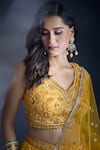 Buy_Alaya Advani_Yellow Lehenga Georgette Viscose Embroidered Sequin Leaf And Thread Set _Online_at_Aza_Fashions