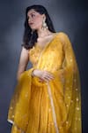 Alaya Advani_Yellow Lehenga Georgette Viscose Embroidered Sequin Leaf And Thread Set _Online