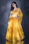 Shop_Alaya Advani_Yellow Lehenga Georgette Viscose Embroidered Sequin Leaf And Thread Set _Online