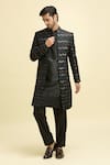 Buy_Aryavir Malhotra_Black  Lining Taffeta Embroidery Sequin Chevron Jacket Kurta Set _at_Aza_Fashions