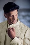 Buy_Alaya Advani_Cream Slub Silk Embroidered Thread Sherwani Jacket Kurta Set _Online_at_Aza_Fashions