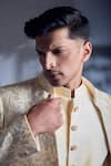 Buy_Alaya Advani_Cream Slub Silk Embroidered Thread Sherwani Jacket Kurta Set _Online_at_Aza_Fashions