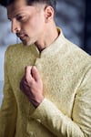 Shop_Alaya Advani_Cream Sherwani Candy Silk Embroidered Thread And Churidar Set _Online_at_Aza_Fashions