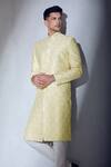 Alaya Advani_Cream Sherwani Candy Silk Embroidered Thread And Churidar Set _Online